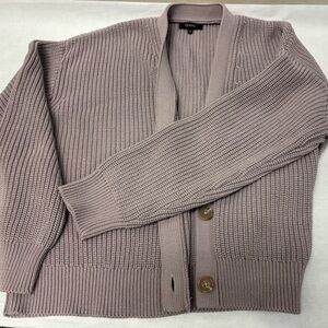 100% Organic Cotton Fisherman Boxy Cropped Cardigan in Vintage Rose